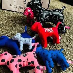 Lot of 7 Victoria's Secret PINK
Stuffed Plush Dogs with Tags Love poppies